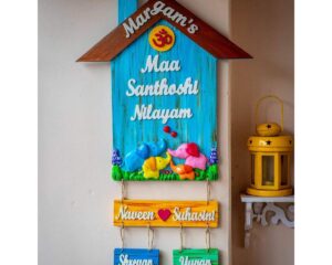 Handcrafted Cute Elephants Themed family Nameplate 2