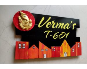 Handcrafted House Nameplate with Ganesha Idol