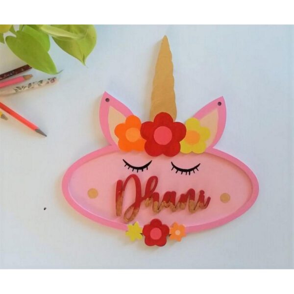 Handicraft Varnished Kids Wooden Nameplate