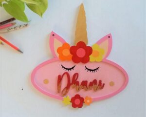 Handicraft Varnished Kids Wooden Nameplate