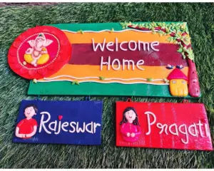 Handmade Customized Colorful Couple Nameplate For Your Home