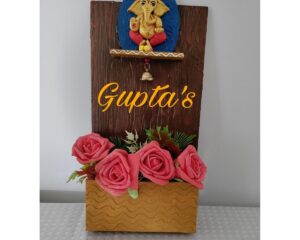 Handmade Ganesha Flower Nameplate