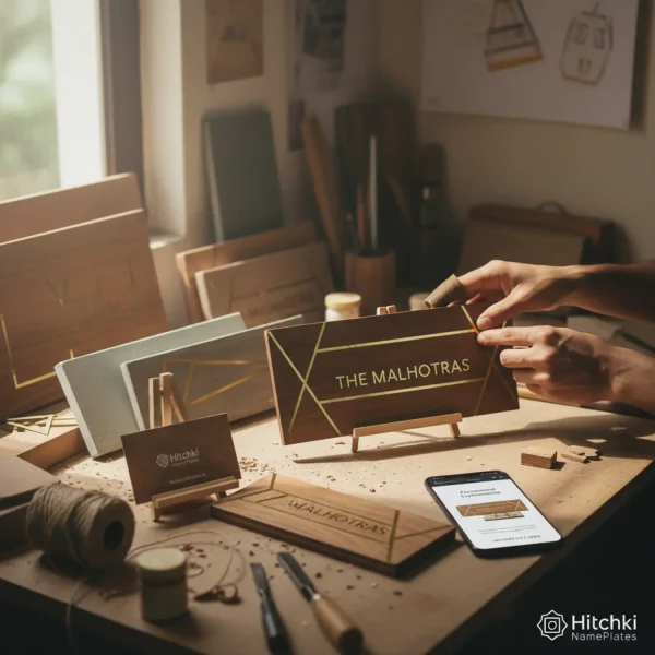 Handmade Modern Nameplates Online Personalised Craftsmanship by Hitchki NamePlates