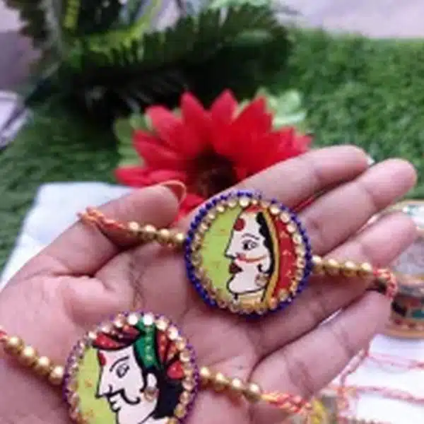 Handmade customized handpainted bhai bhabhi rakhi 1