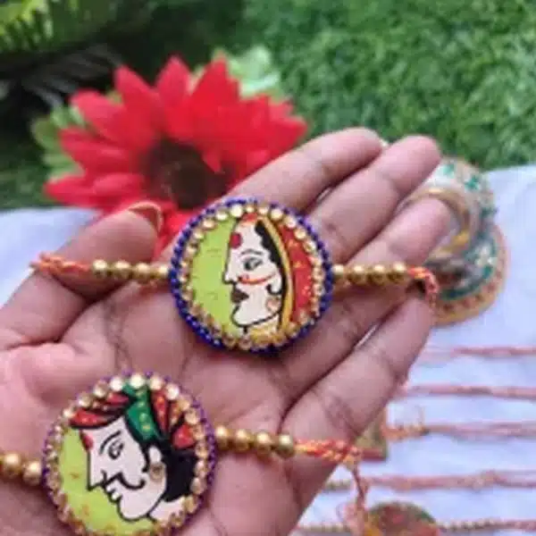 Handmade customized handpainted bhai bhabhi rakhi