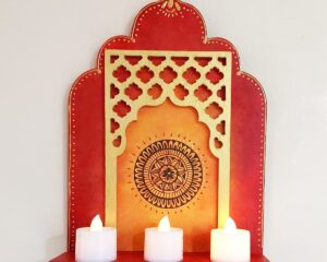 Handpainted Jharokha Style Tea Light Candle Holder 1