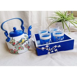 Handpainted Kettle and Tray Combo