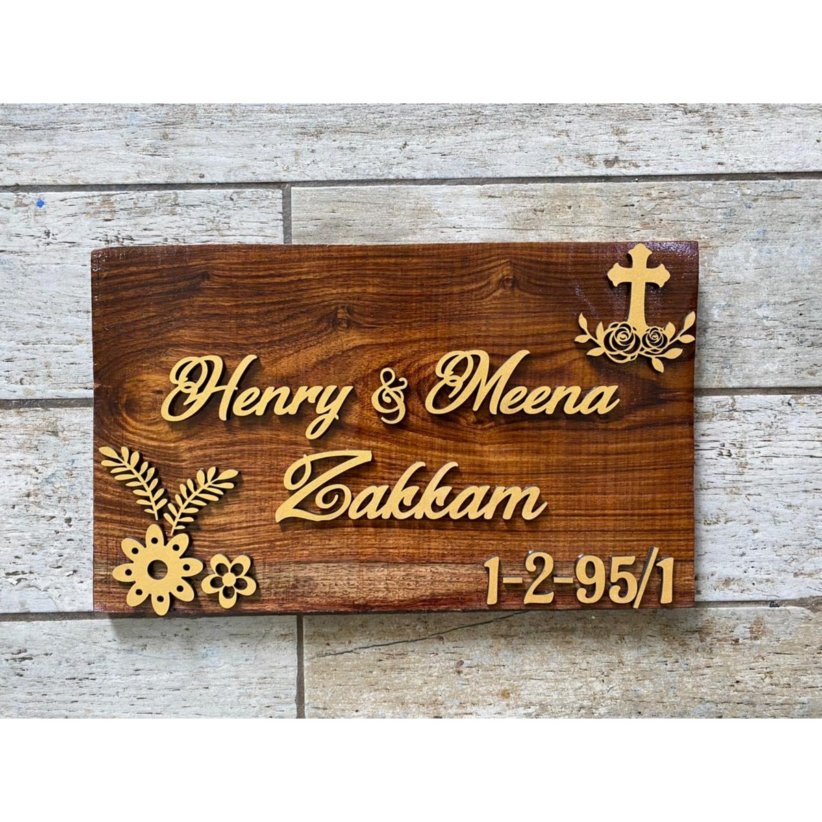 Sheesham Wood Nameplate For Christian Family | HITCHKI