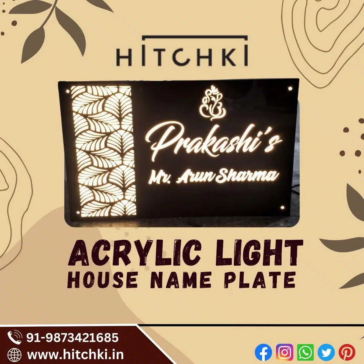 Hitchkis Acrylic Light Nameplate A Perfect Home Decor