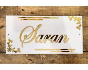 Home Door Name Plate – Golden Acrylic Solid Letters