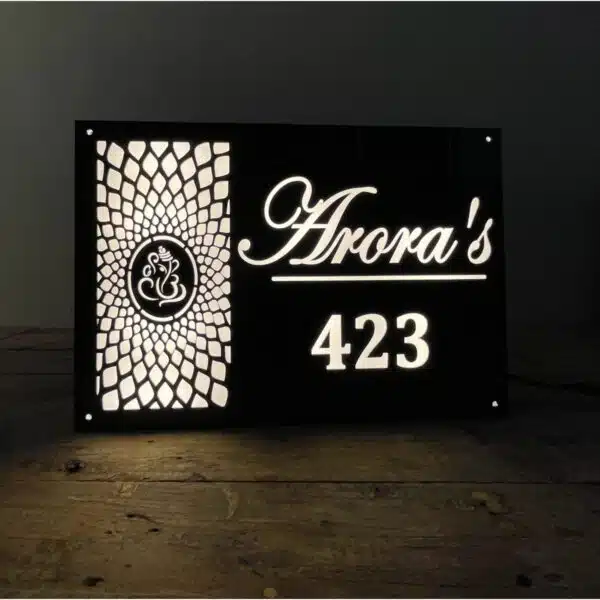 House Acrylic Name Plate LEDs waterproof