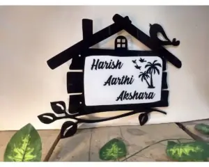 Hut Shape Acrylic House Name Plate latest collection