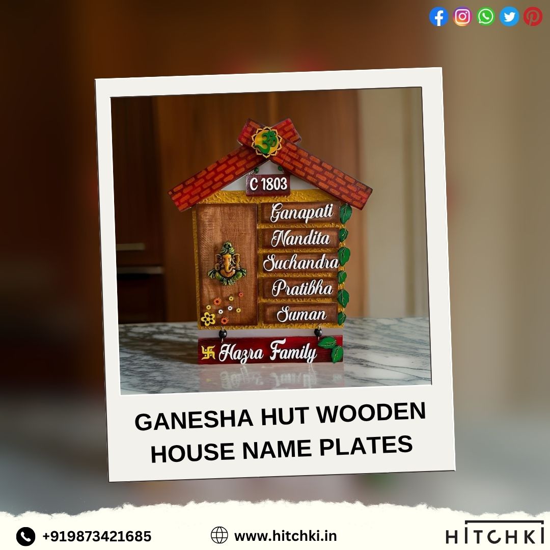 Hut Shape Wooden Nameplate