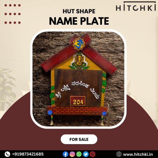 Hut Shape wooden nameplate
