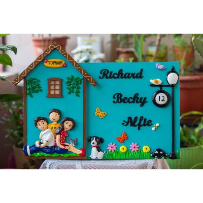 Hut Shaped Family Nameplate 400x400