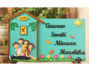 Hut Shaped Nameplate For Family Of four