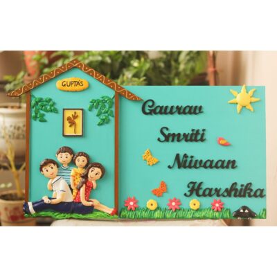 Hut Shaped Nameplate For Family Of four 400x400