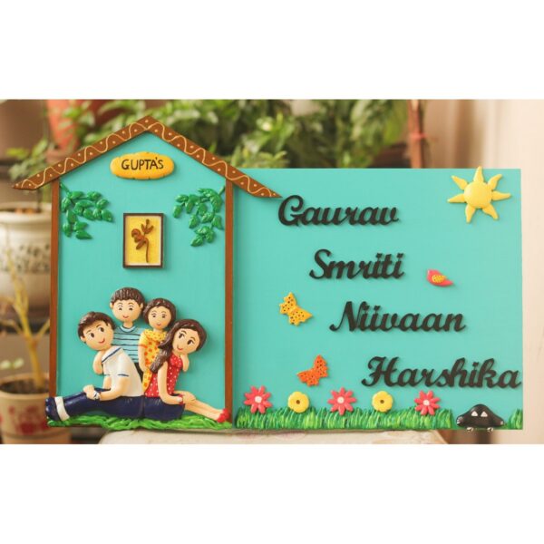 Hut Shaped Nameplate For Family Of four