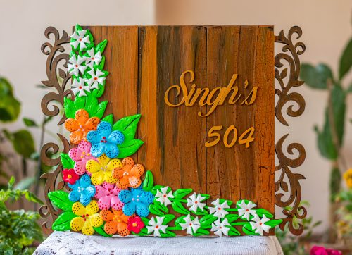Customized handcrafted beautiful floral house nameplate housewarming gifts