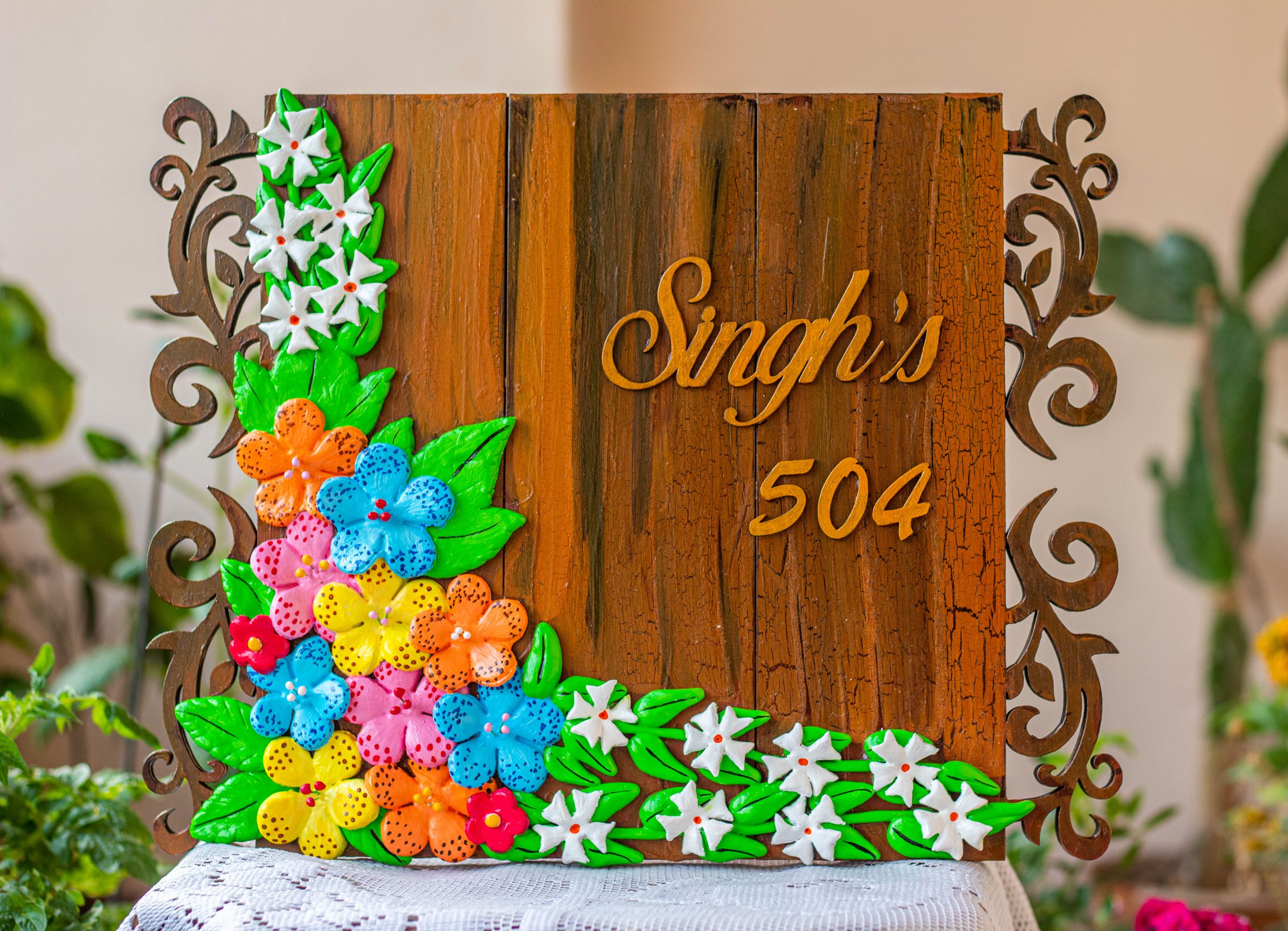 Customized wooden nameplate