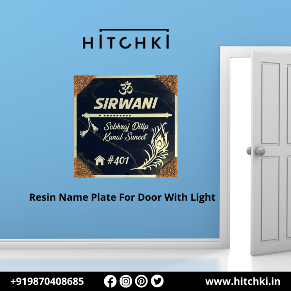 Illuminate Your Entrance with Stylish Resin Name Plate with Light