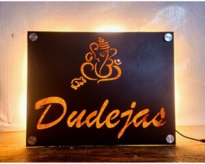 Illuminate Your Home with Beautiful Ganesha Metal LED Name Plate