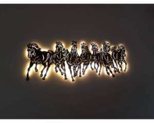 Illuminating Elegance Beautiful Running Horses LED Metal Wall Art Decor