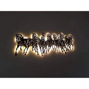 Illuminating Elegance Beautiful Running Horses LED Metal Wall Art Decor