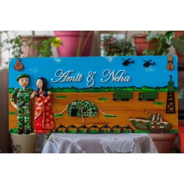 India Army Tank Themed Couple Nameplate