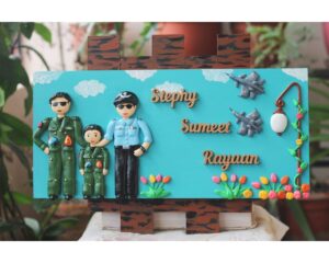 Indian Airforce Couple with Kid Nameplate