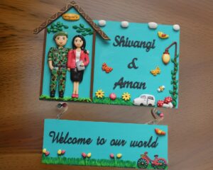 Indian Army Themed Hut Shaped Couple Nameplate (1)