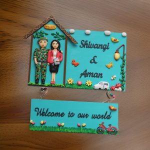 Indian Army Themed Hut Shaped Couple Nameplate (1)
