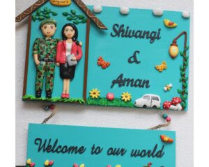 Indian Army Themed Hut Shaped Couple Nameplate