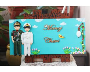 Indian Army and Indian Navy Themed Couple Nameplate