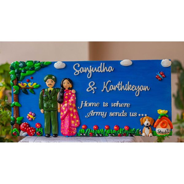 Indian Army themed customized couple nameplate