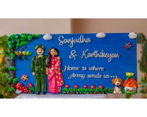 Indian Army themed customized couple nameplate