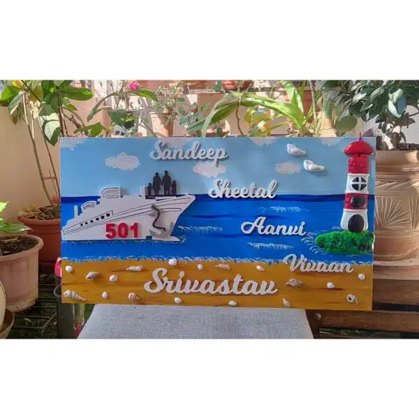 Indian Navy Family Nameplate With Big Ship