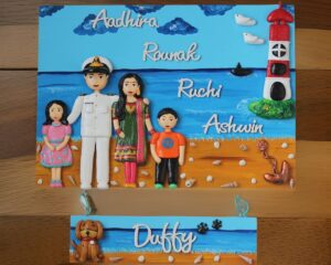 Indian Navy Themed Hanging Family Nameplate