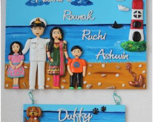 Indian Navy Themed Hanging Family Nameplate