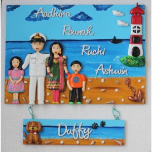 Indian Navy-Themed Hanging Family Nameplate