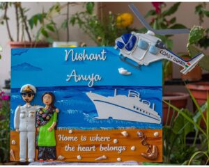 Indian Navy coast Guard Themed Couple Nameplate