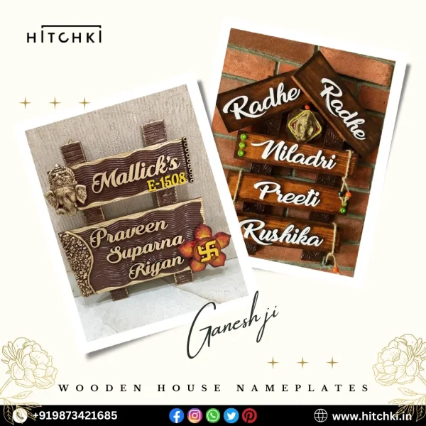 Invite Auspicious Vibes Home – Ganeshji Wooden House Nameplates for a Positive Welcome