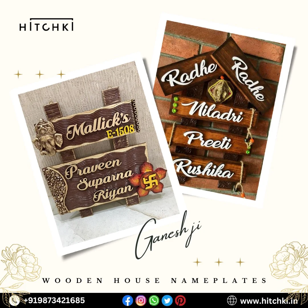 Invite Auspicious Vibes Home – Ganeshji Wooden House Nameplates for a Positive Welcome