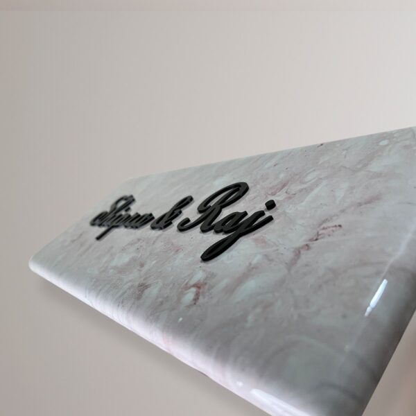 Italian Marble Textured White and Brown Resin Nameplate3