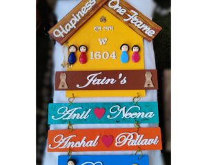 Jain Themed Big Hut Shaped Hanging Nameplate