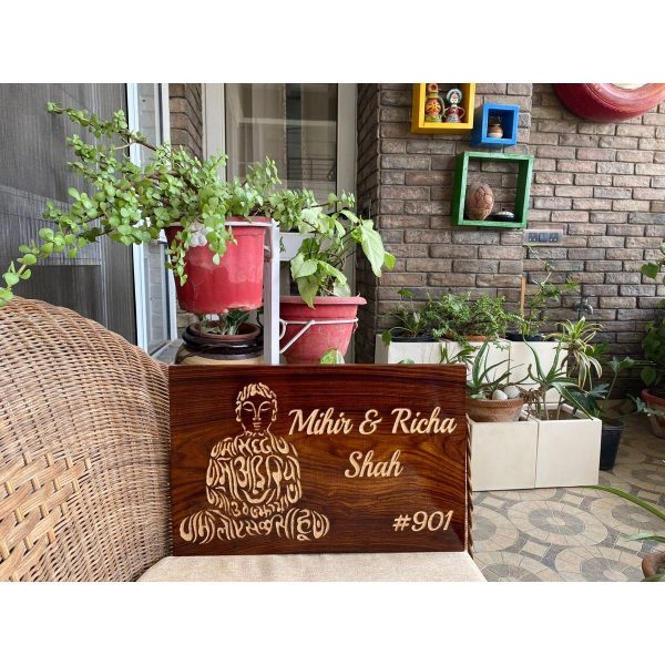 Jain mantra Sheesham wood Nameplate 1