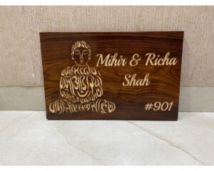 Jain mantra Sheesham wood Nameplate