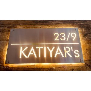 Katiyars Stainless Steel 304 Grade LED Home Name Plate