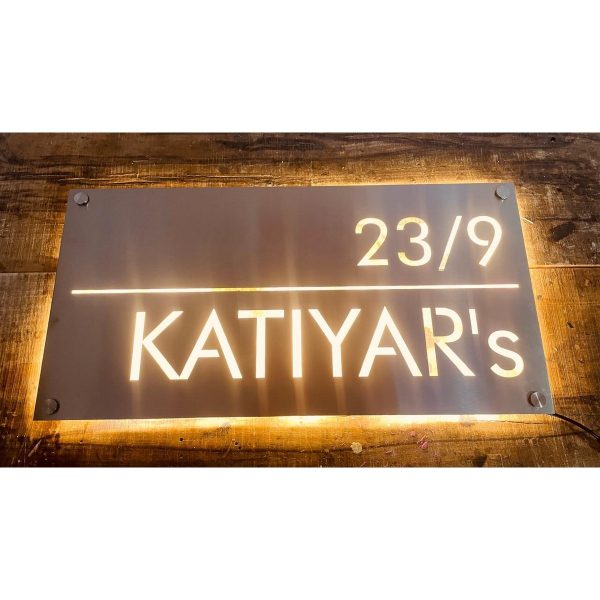 Katiyars Stainless Steel 304 Grade LED Home Name Plate