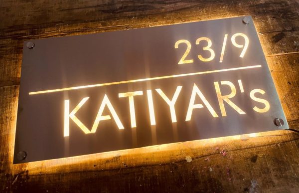 Katiyars Stainless Steel 304 Grade LED Home Name Plate 3